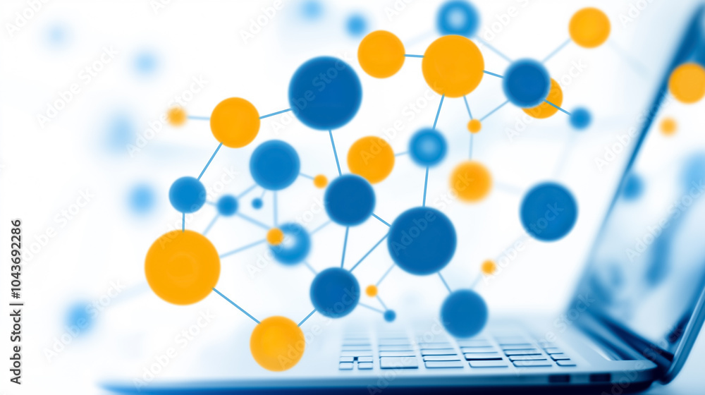 Poster dynamic visualization illustrates the flow of information and data transfer among interconnected dev