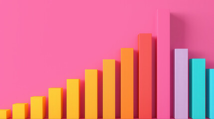 Vibrant Abstract Growth Chart, dynamic upward trends represented through colorful bar graphs, ideal for showcasing performance metrics and promotional messaging