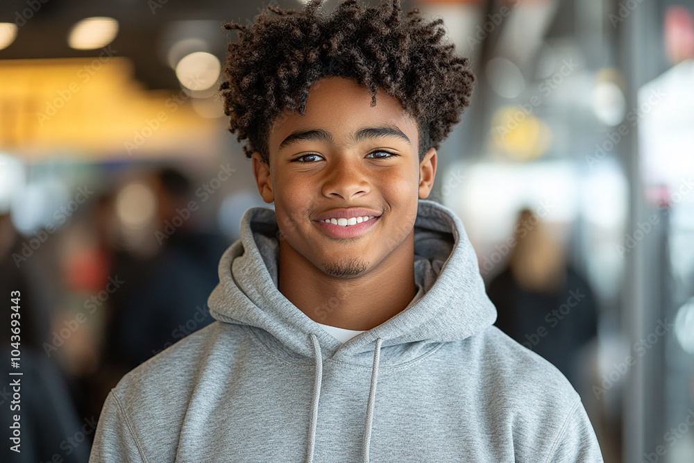 Wall mural Black teenager boy on a outdoors background