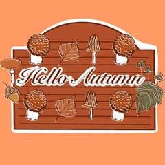 vintage, illustration, drawing, sketch, christmas, hand drawn, set, halloween, tree, art, icon, food fall leaves mushrooms chestnut acorn