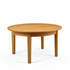 wooden round table mockup, isolated on white