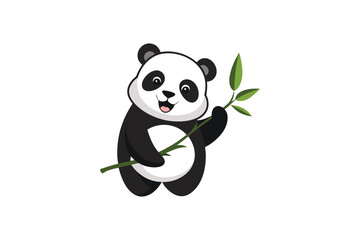Cuddly Panda Eating Bamboo Vector Illustration  Cute and Playful Wildlife Design for Mascot and Nature Art