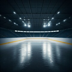 empty hockey ice hall
