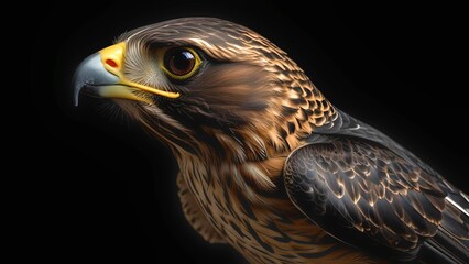 Majestic Hawk Profile, Dark Background