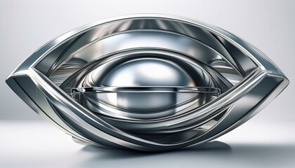 Abstract and futuristic metal art sculpture; modern sculpture using smooth shapes and curvatures; metal forms and lines of futuristic metal artwork; conceptual and abstractive metal art; artist work