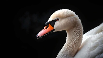  Elegant Swan Profile, Dark Background