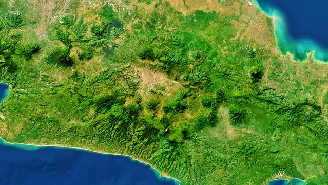 4K West Java Province Map Of Indonesia, High Resolution Satellite View With No Border, Widescreen 4K Resolution