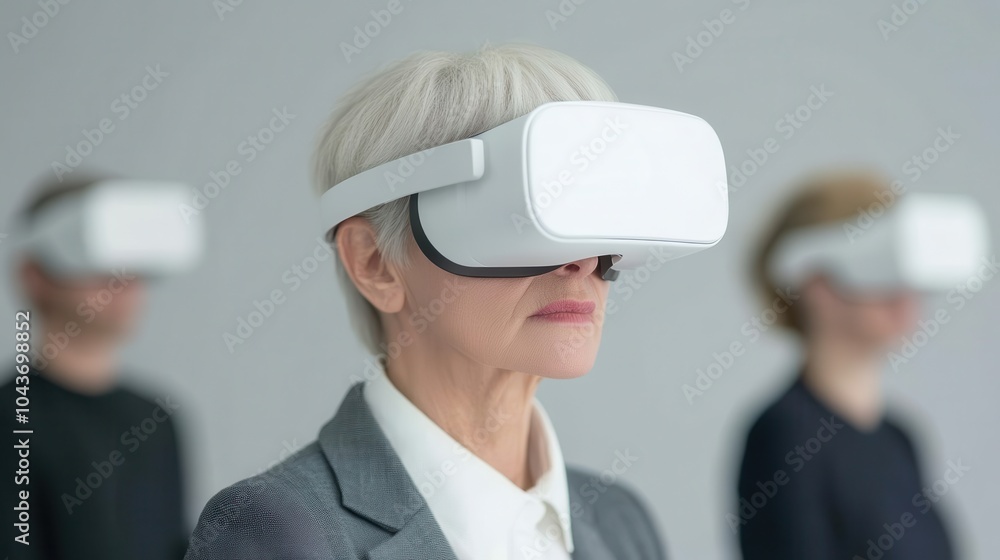 Poster exploring the future of virtual reality a diverse group of participants engaging in immersive techno