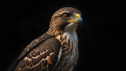 Majestic Hawk on Black Background