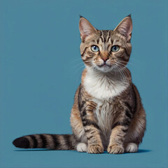 Fototapeta premium playful banner featuring a curious cat peeking from the bottom edge, its expressive eyes drawing attention against a solid blue background 