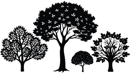 Fototapeta premium Silhouette Tree Set. 