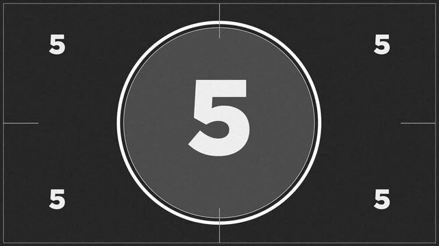 Compte &agrave; rebours de 10 &agrave; 1. D&eacute;compte style vieux film, avec du grain et du bruit.