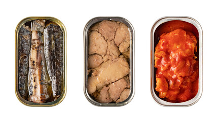 canned with different types of fish and seafood