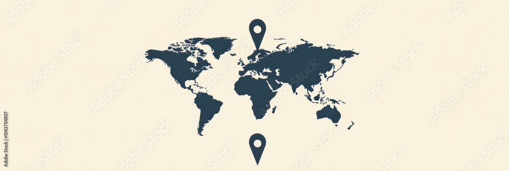 Poster a world map outline features vibrant map pins highlighting key travel destinations across various co