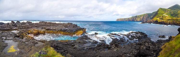 Sublime beauty of the volcanic waterfront of Mosteiros, São Miguel Island, Azores Islands, Portugal