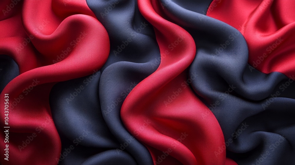 Poster a red and black fabric with a wavy pattern