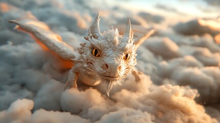 Fototapeta premium A rainbowcolored dragon soaring through the clouds, symbolizing mythical creatures born from the imagination