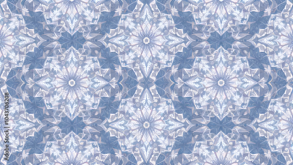 Aufkleber a seamless pattern of overlapping blue floral shapes, creating a kaleidoscopic effect with a soft, d