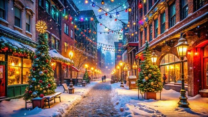 Fototapeta premium Urban Christmas Wallpaper with Festive Decor and City Vibes for Holiday Spirit