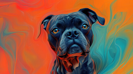 Obraz premium Abstract digital image of a dog using bright and saturated colors that create a sense of depth and texture
