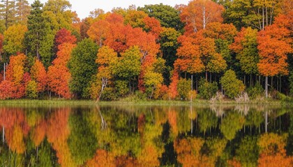 autumn trees reflected in water