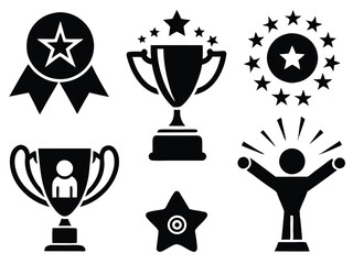 Trophy cup icon collection vector