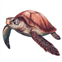 Obraz premium A detailed illustration of a sea turtle, swimming gracefully in the ocean.