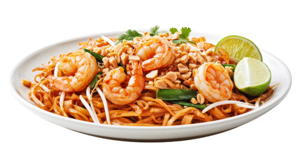 Delicious Pad Thai with Shrimp and Peanuts.