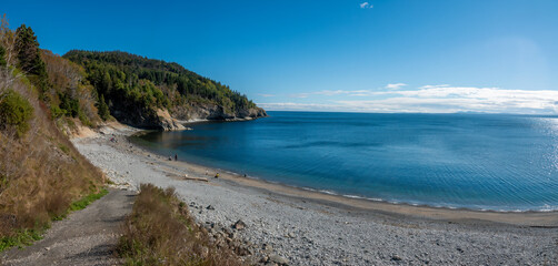 Fototapeta premium Panorama Stuuning coves and beaches in the Southern section of the Forillon National Park, Gaspé, Gaspésie, Quebec, Canada