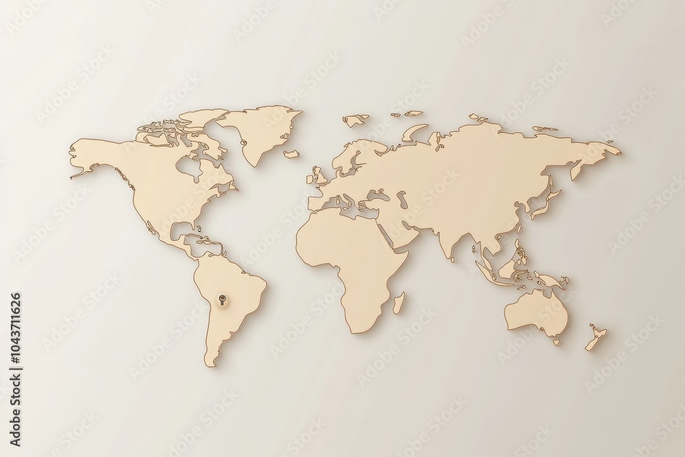 Aufkleber a world map outline features travel pins marking significant destinations around the globe for adven