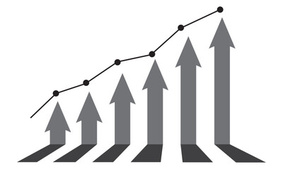Business success graph chart with arrow, Arrows of business sale growth.
