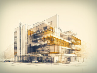 Modern architectural model crafted from polished wood bathed in soft diffuse light  design, construction, architecture,

