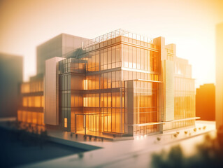 Architectural concept drawing of an urban residential complex in a blueprint sketch style with modern building construction Modern corporate building with a warm. inviting glow. 