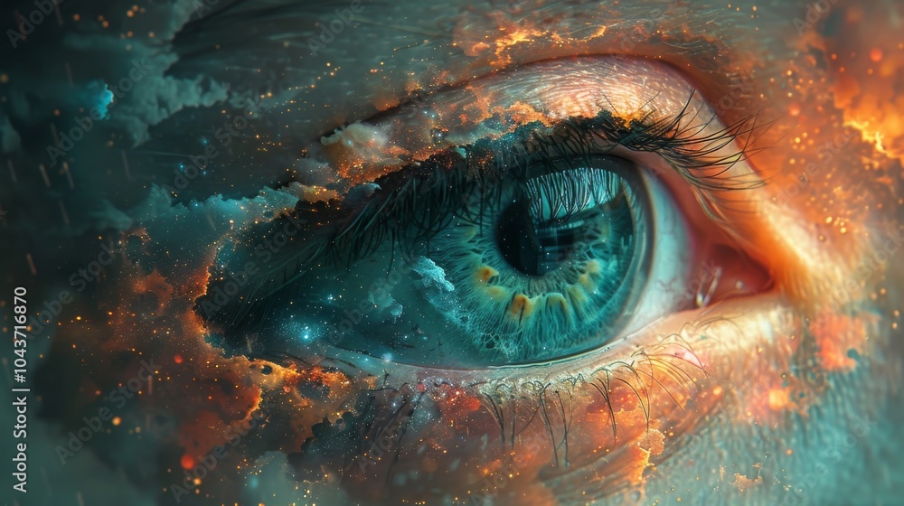 Poster a mirror reflecting both a dream and reality simultaneously highlighting the interconnectedness of t
