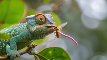 Chameleon Catching Prey