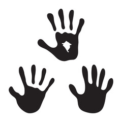 Human finger vector illustration. Hand print isolated on white background black vector. The black hand print icon is an isolated element vector. Human finger silhouette vector 