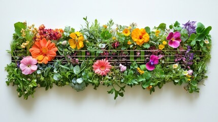 A guitar neck made out of colorful flowers.