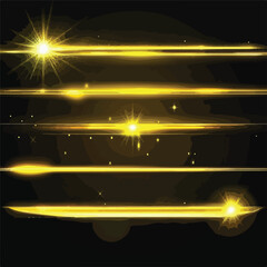 Obraz premium Vibrant Yellow Horizontal Lens Flares Pack with Laser Beams