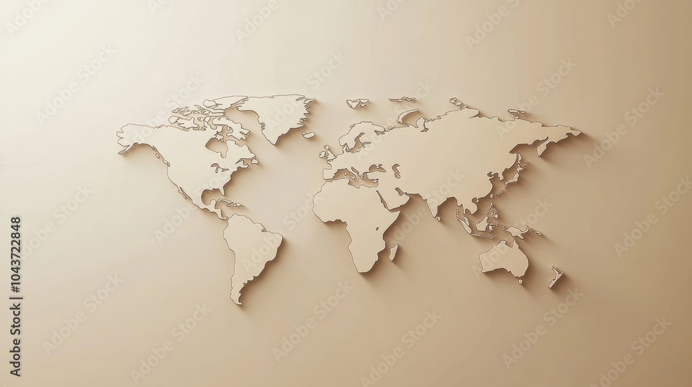 Leinwandbilder a world map outline features several map pins marking popular travel destinations, inviting explorat