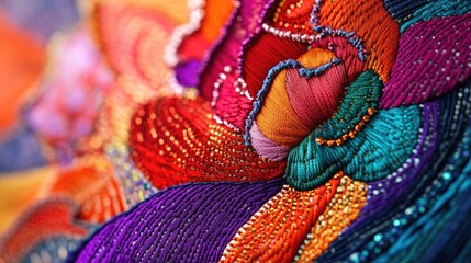 Vibrant and colorful machine embroidery design showcasing the artistry of the digital textile sector