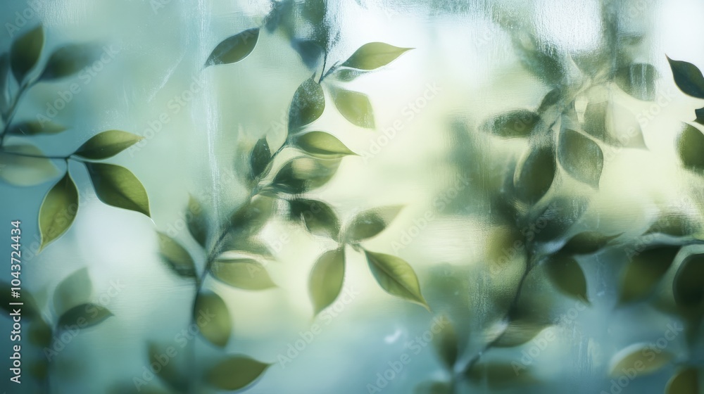 Poster softly blurred garden foliage seen through a window creating an abstract natural background represen