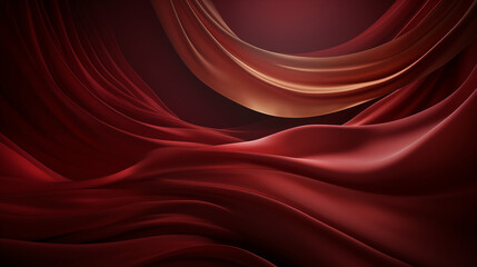 Elegant Draped Red Fabric with Gold Highlights
