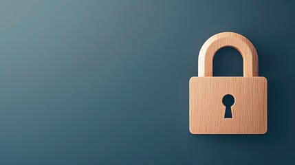 Fototapeta premium A close-up view of a wooden padlock against a dark background, symbolizing security and protection.