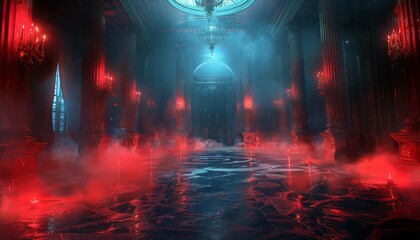 Ghostly Dance Floor, vibrant dance floor at a Halloween party, filled with people dancing in their spooky costumes.