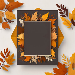 Minimalistic Thanksgiving Invitation Template with Modern Design, Neutral Colors & Elegant Autumn Leaves