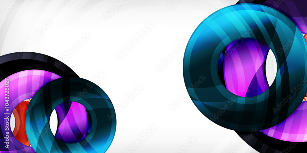 Poster Bright colorful circles with light effects. Abstract background
