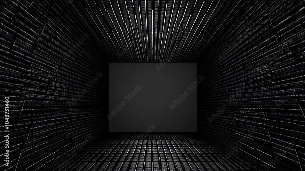 Poster abstract black and white background with a square in the center.