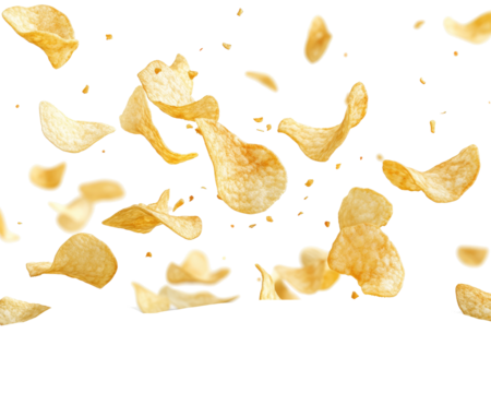  Delicious potato chips on transparent background
