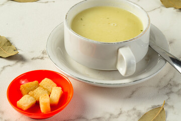 Creamy Soup with Croutons