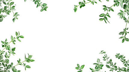 Green leaves border design featuring a floral pattern with branches and butterflies, perfect for spring and summer decorations